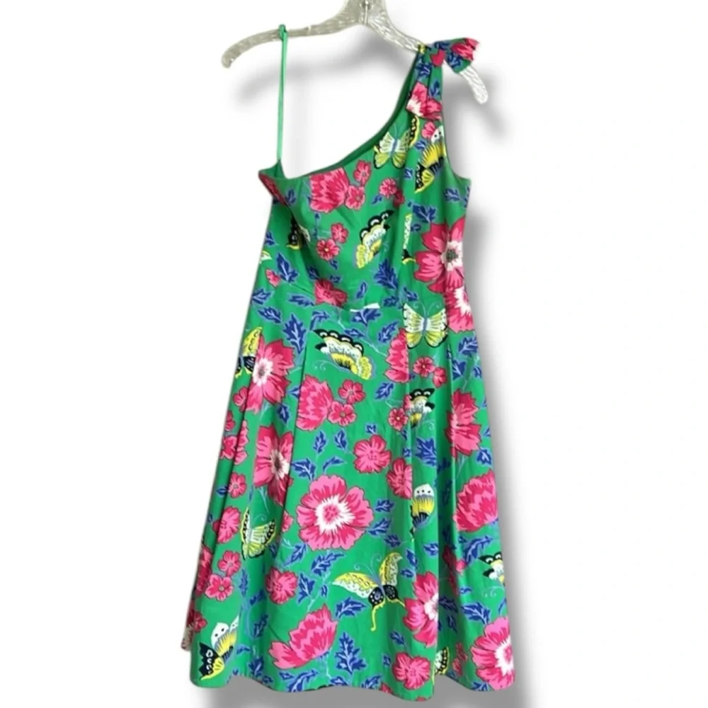 RSVP by Talbots Green Floral One-Shoulder Fit And Flare Dress Size 4 - Picture 4 of 14